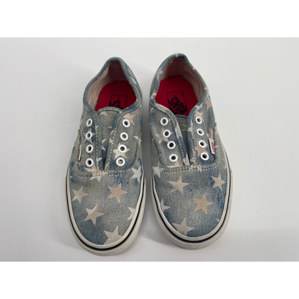 Vans Authentic Lo Pro Stars Denim Blue Sneakers Womens 7.5 Mens 6 Low Top Shoes